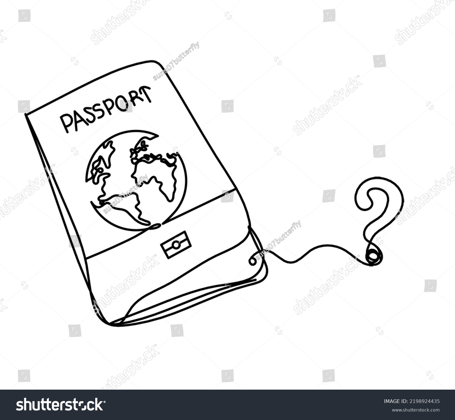 Passport Question Mark Line Drawing On Stock Illustration 2198924435 ...