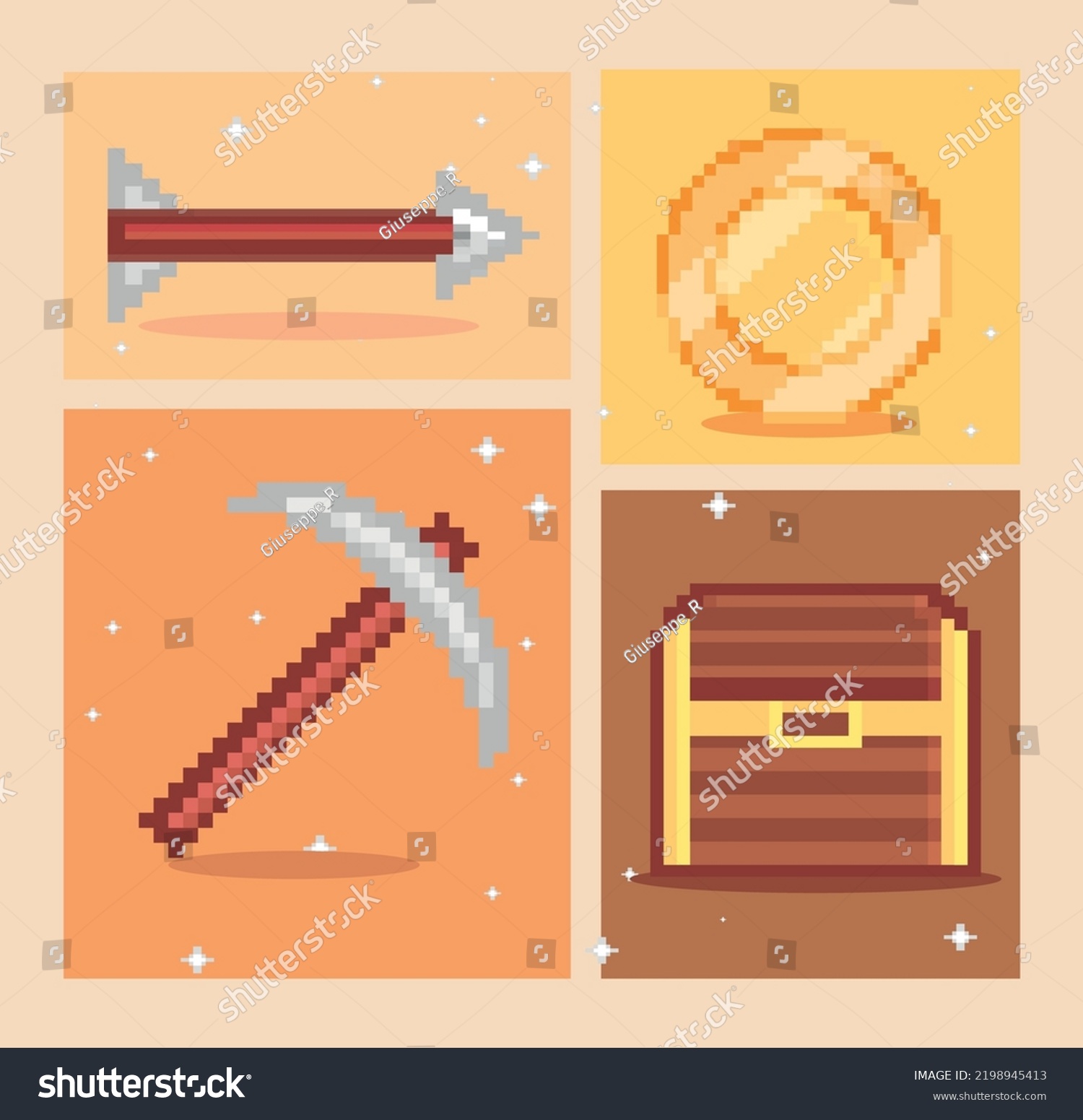 Pixel Art Icons Set Design Stock Vector (Royalty Free) 2198945413 ...