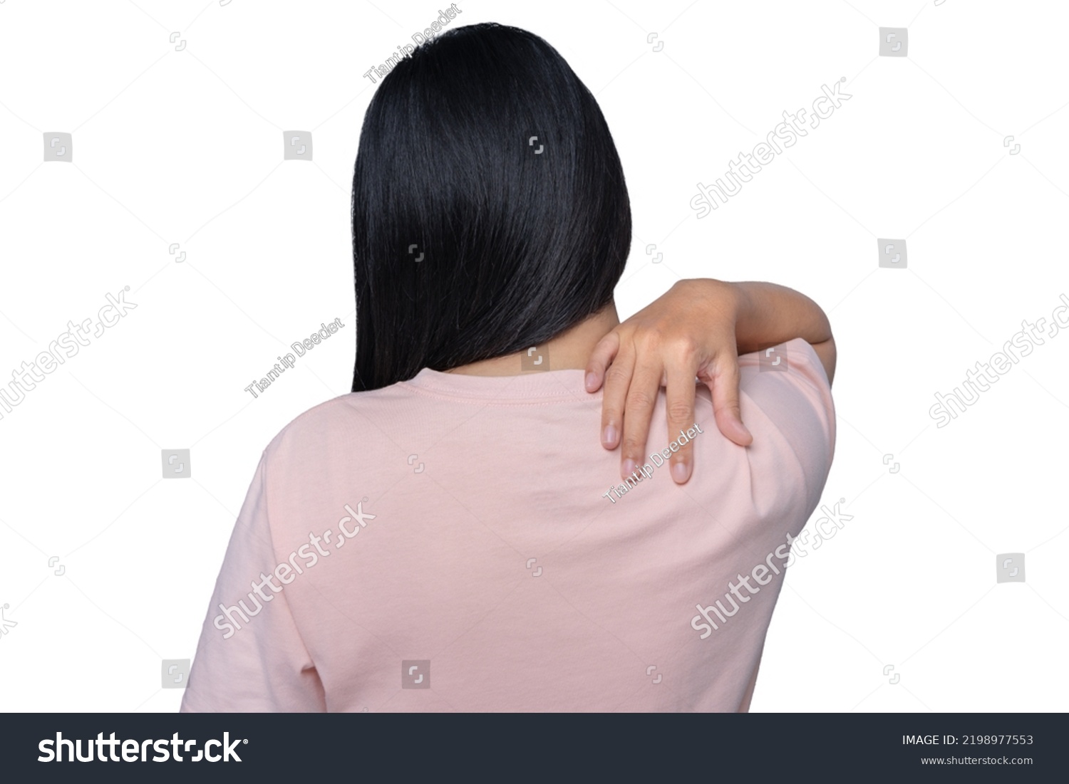 Asian Woman Has Shoulder Pain Neck Stock Photo 2198977553 | Shutterstock