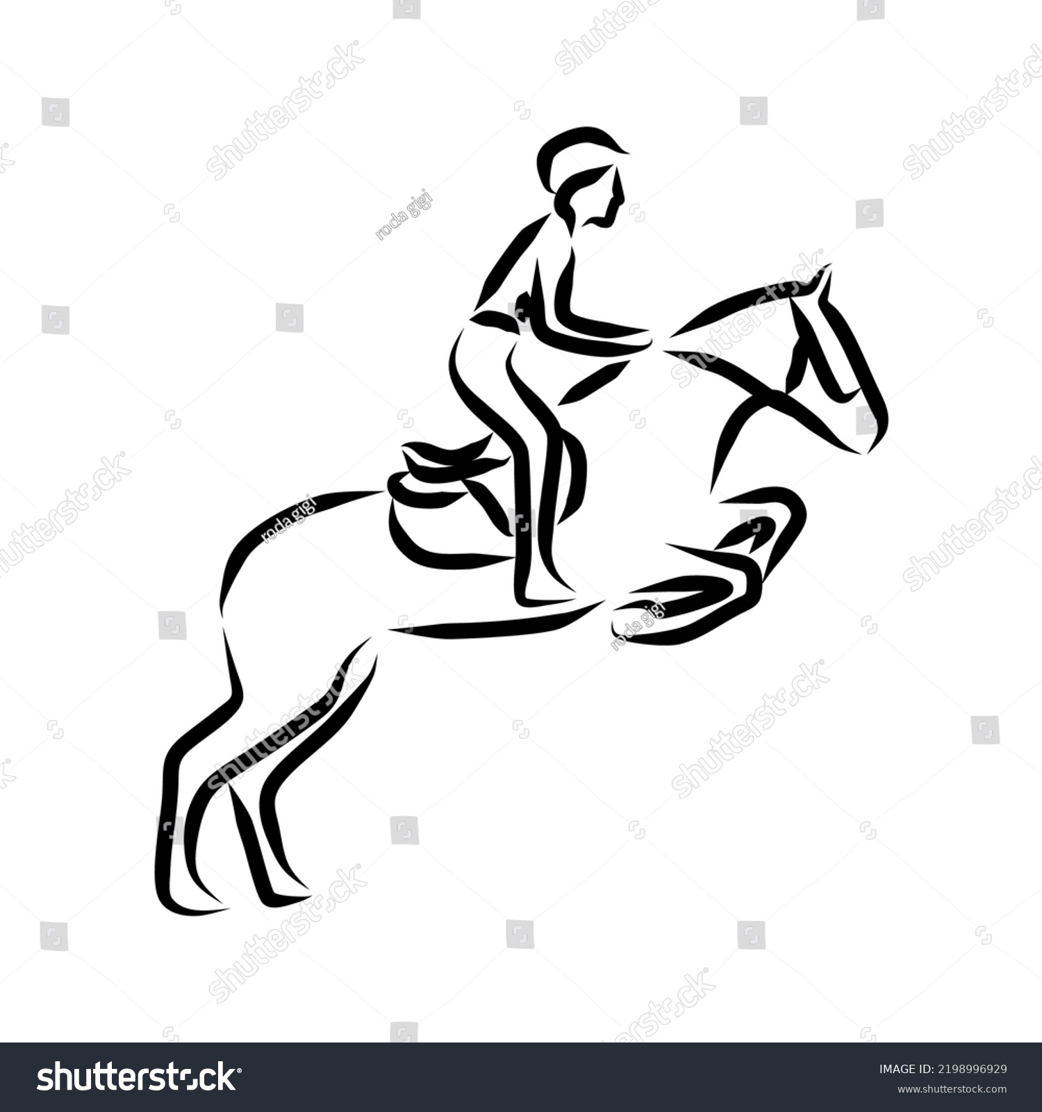 Line Drawing Someone Riding Horse Stock Vector (Royalty Free ...