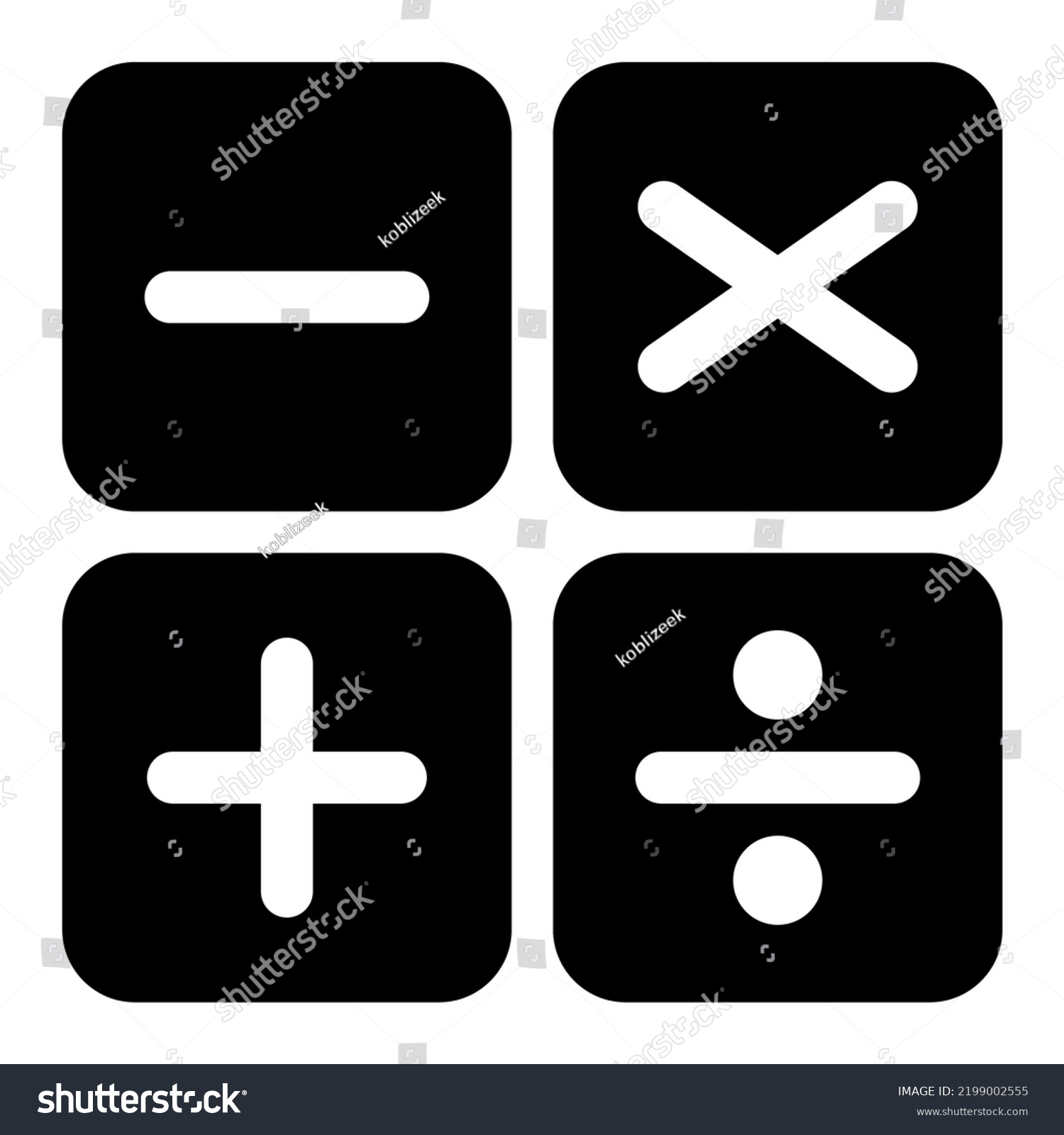 Plus Minus Multiply Devide Mathematics Symbol Stock Vector (Royalty