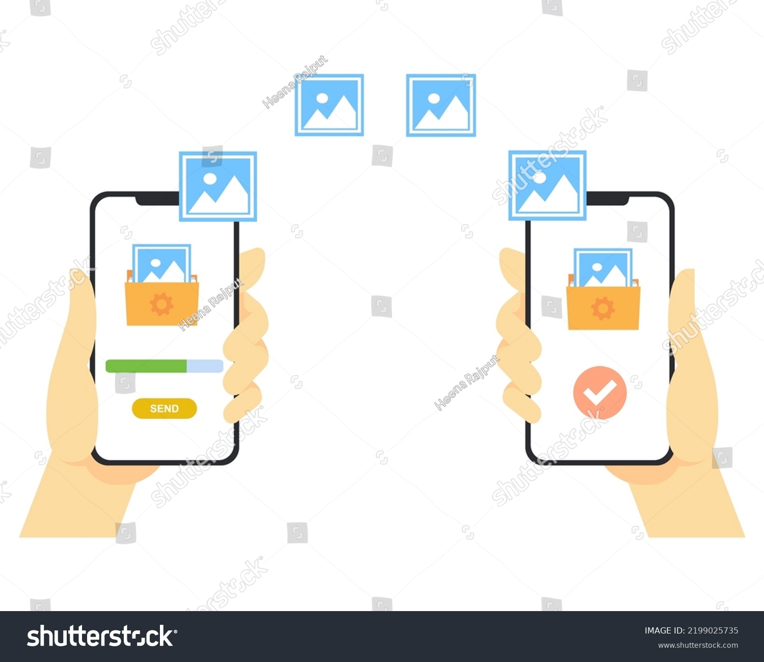 Sending Image File One Phone Another Stock Vector (Royalty Free