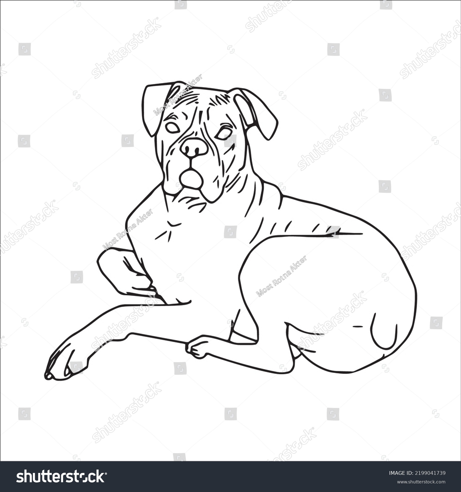 Beautiful Boxer Dog Line Art Imagesoutline Stock Vector (Royalty Free