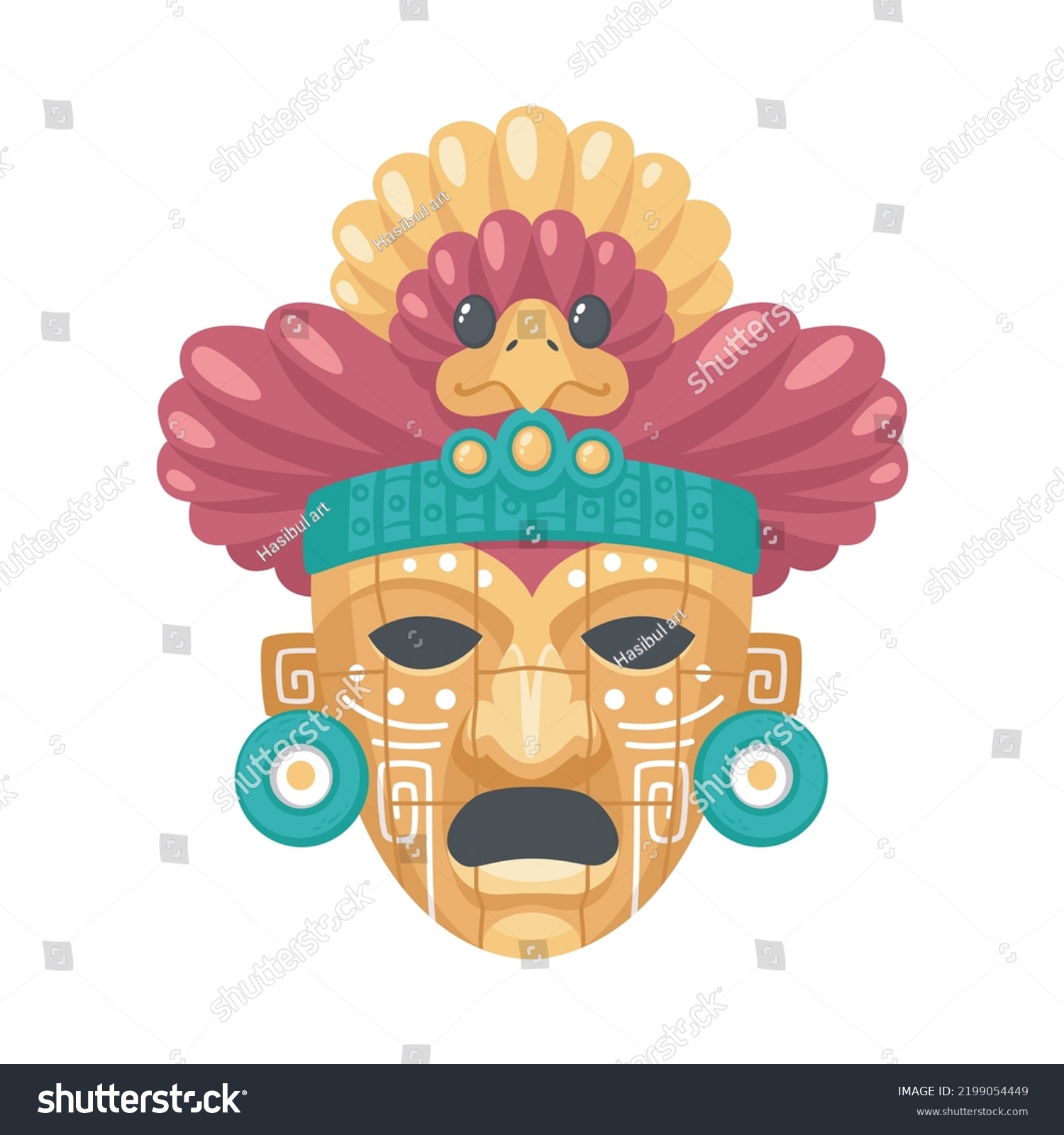 Mayan Civilization Mask Illustration Vector Stock Vector (Royalty Free ...