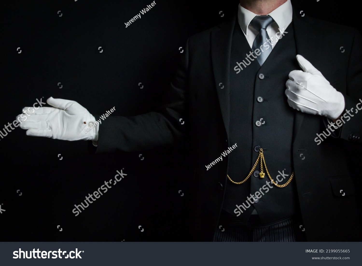 Portrait Butler Dark Suit White Gloves Stock Photo 2199055665 ...