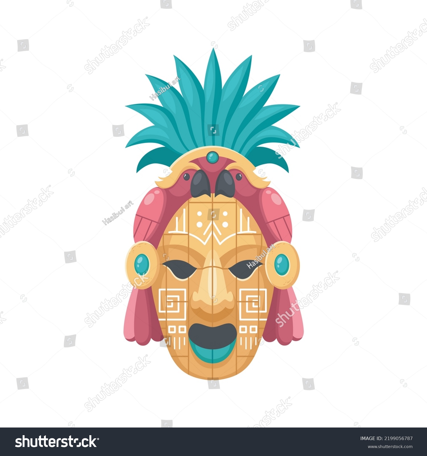 Mayan Civilization Mask Illustration Vector Stock Vector (Royalty Free ...