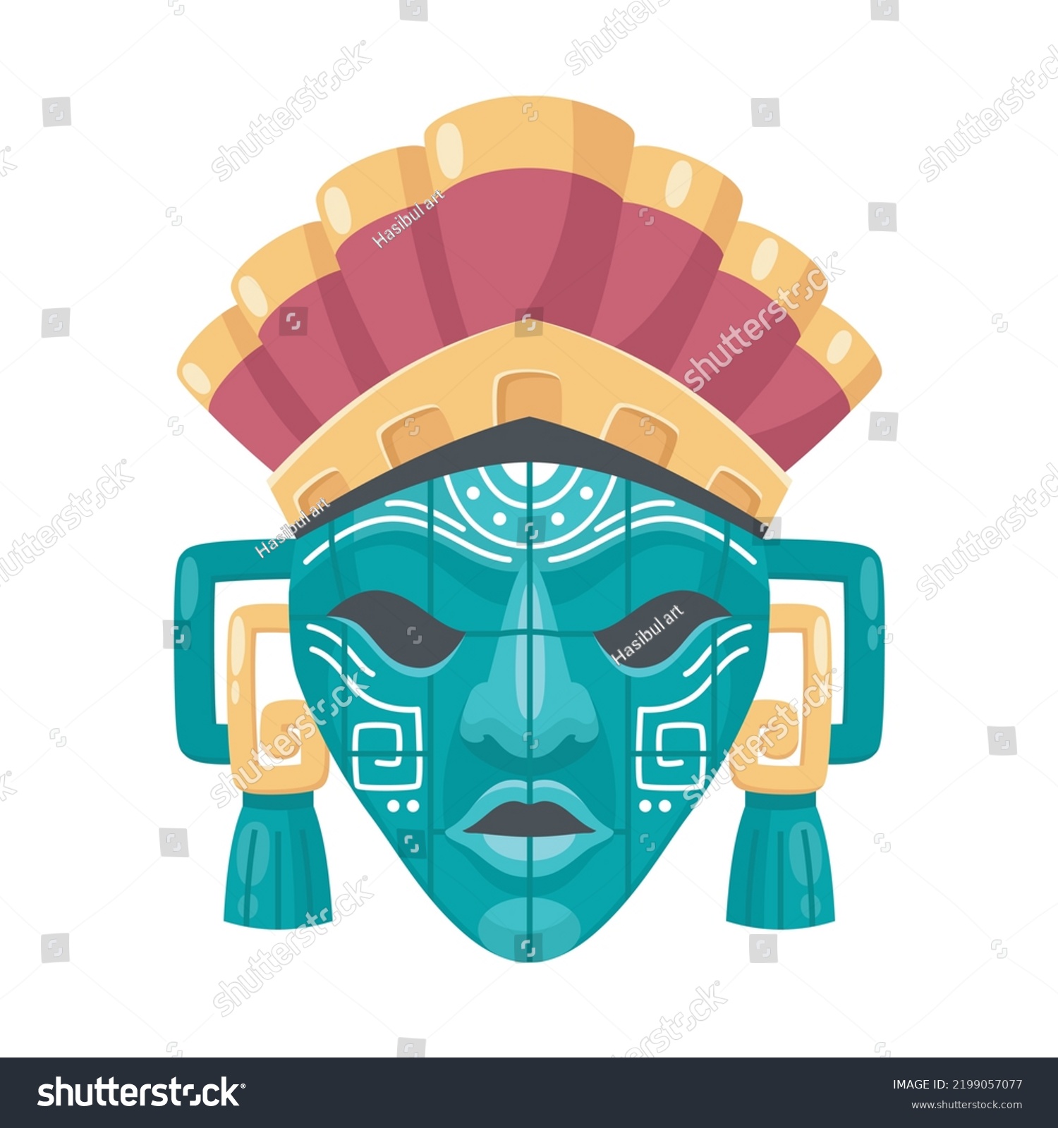 Mayan Civilization Mask Illustration Vector Stock Vector (Royalty Free ...