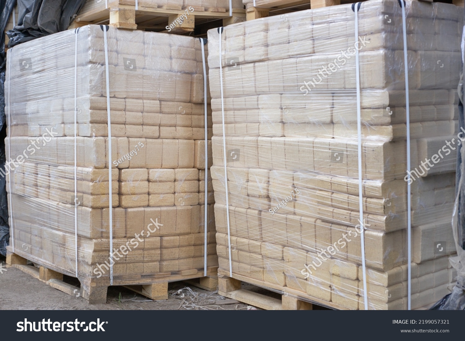 Sawdust Briquettes Packed Polyethylene Stock Photo 2199057321 ...