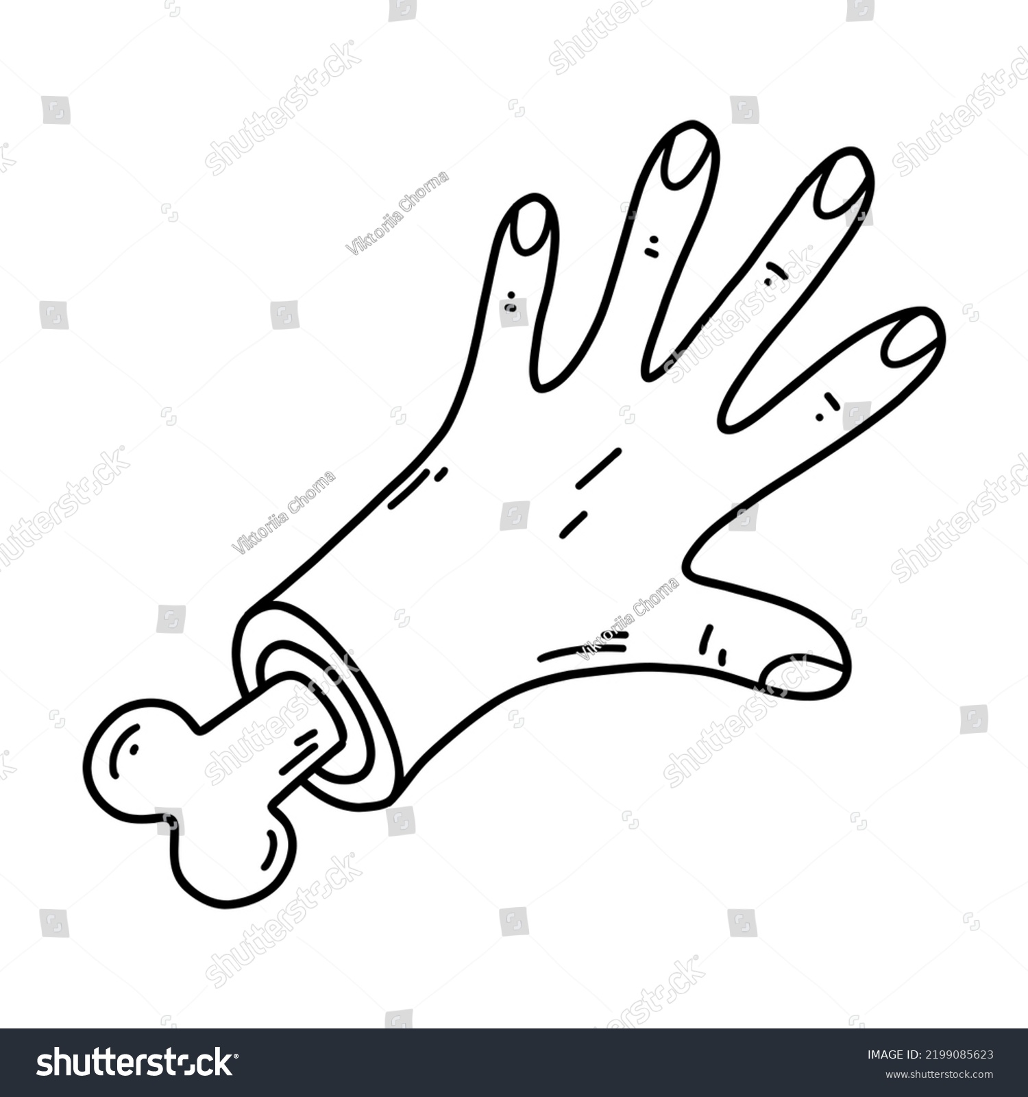 Hand Drawn Severed Hand Protruding Bone Stock Vector (Royalty Free ...