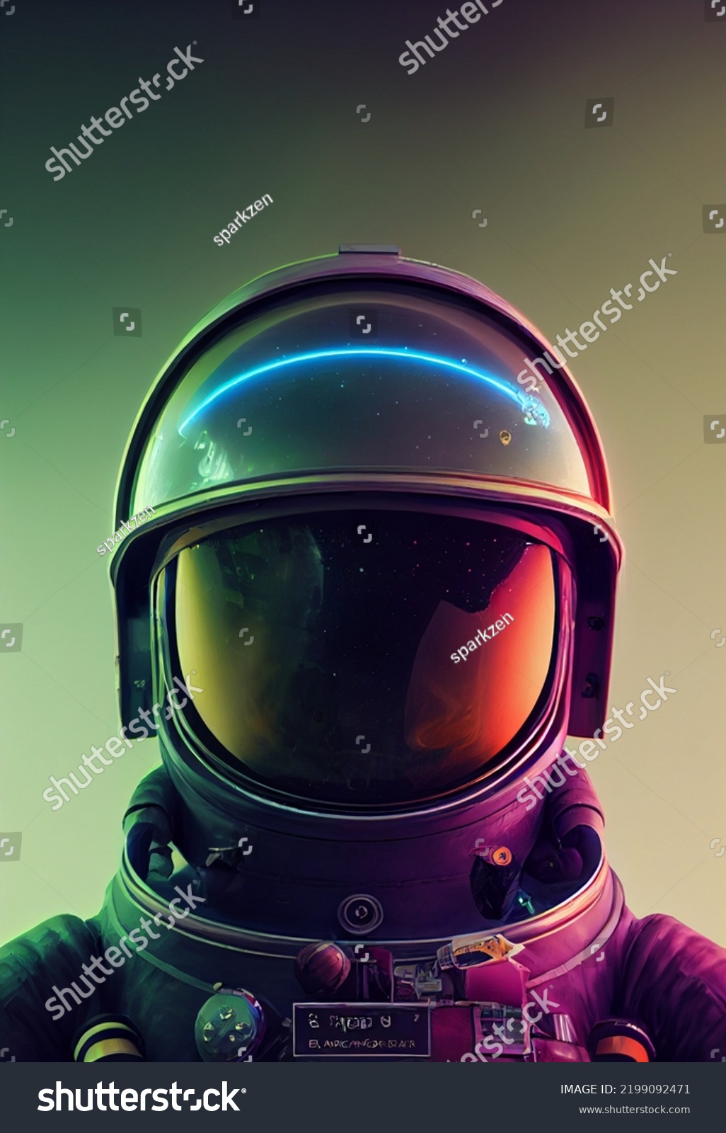 Astronaut Space Galaxy Neon Background Spaceman Stock Illustration ...