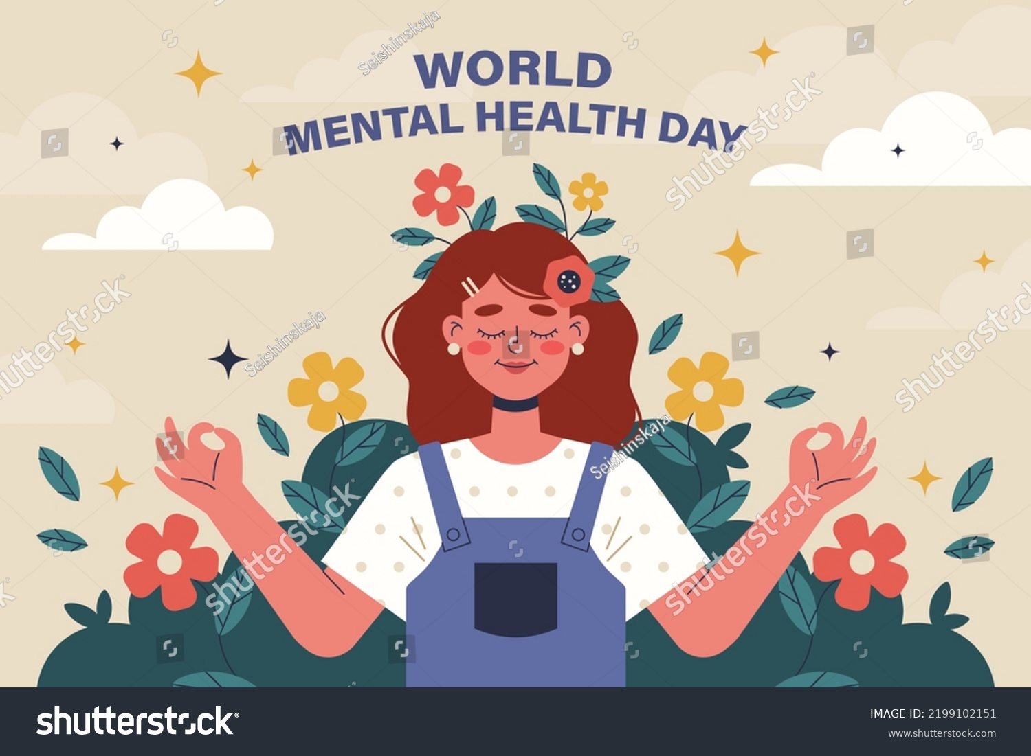 World Mental Health Day Illustration стоковая векторная графика без