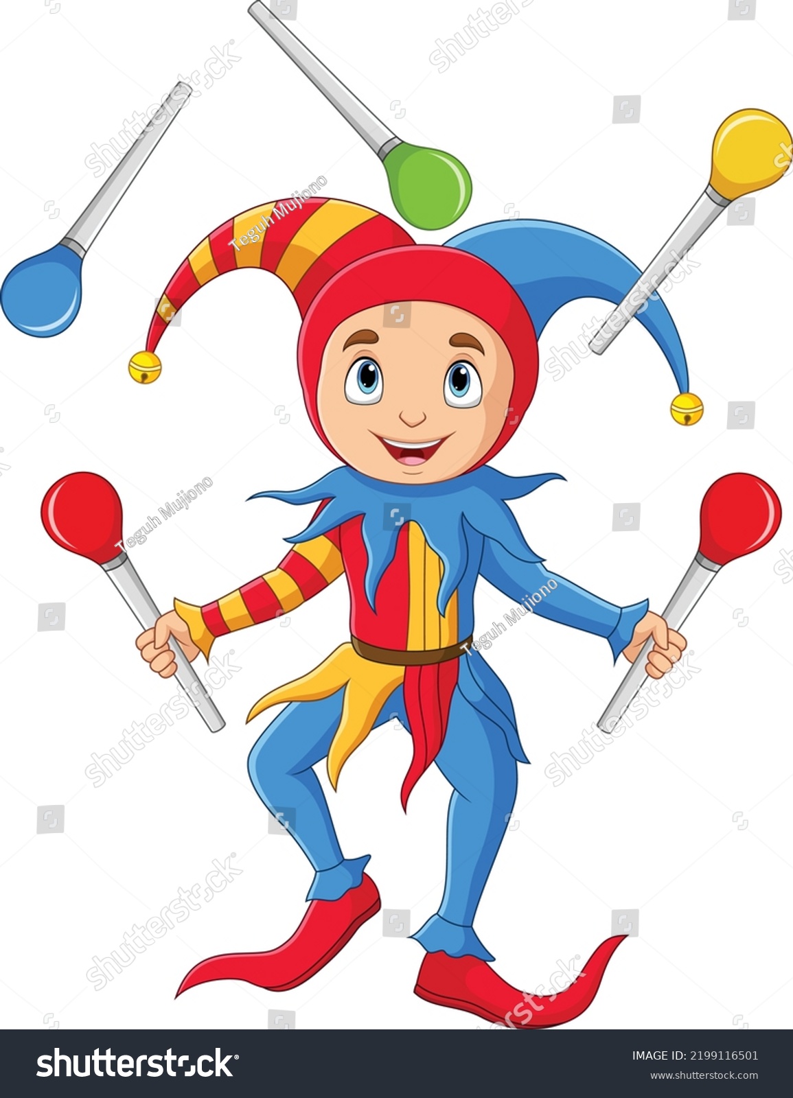 Cartoon Funny Jester Showing Juggling Stock Vector (Royalty Free ...