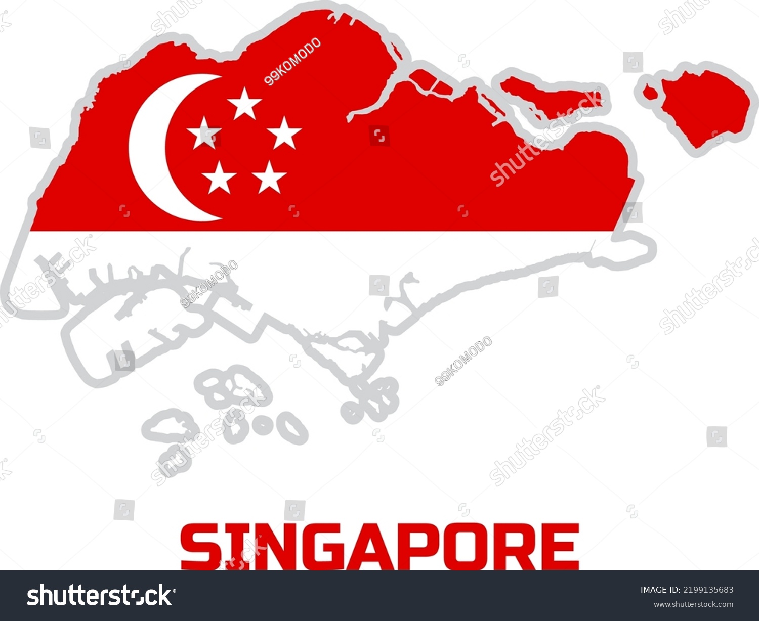 Map Singapore Red White Caption Singapore Stock Vector (Royalty Free ...