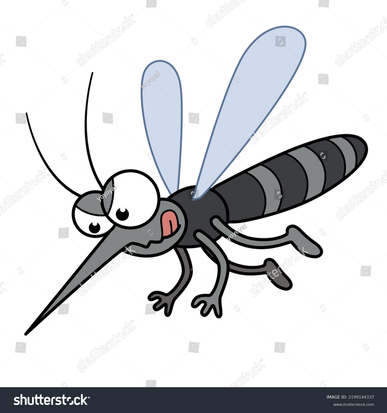 Cartoon Mosquitoes Flying Licking Their Mouth Stock Vector (Royalty ...