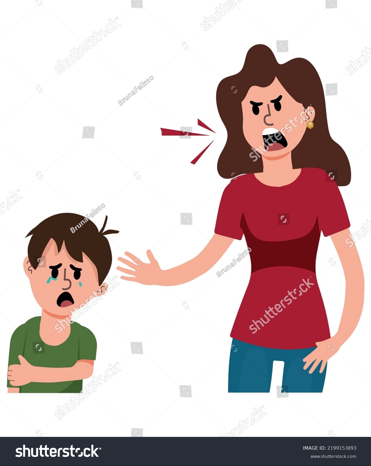 Angry Mother Screams Hits Her Son Stock Vector (Royalty Free ...