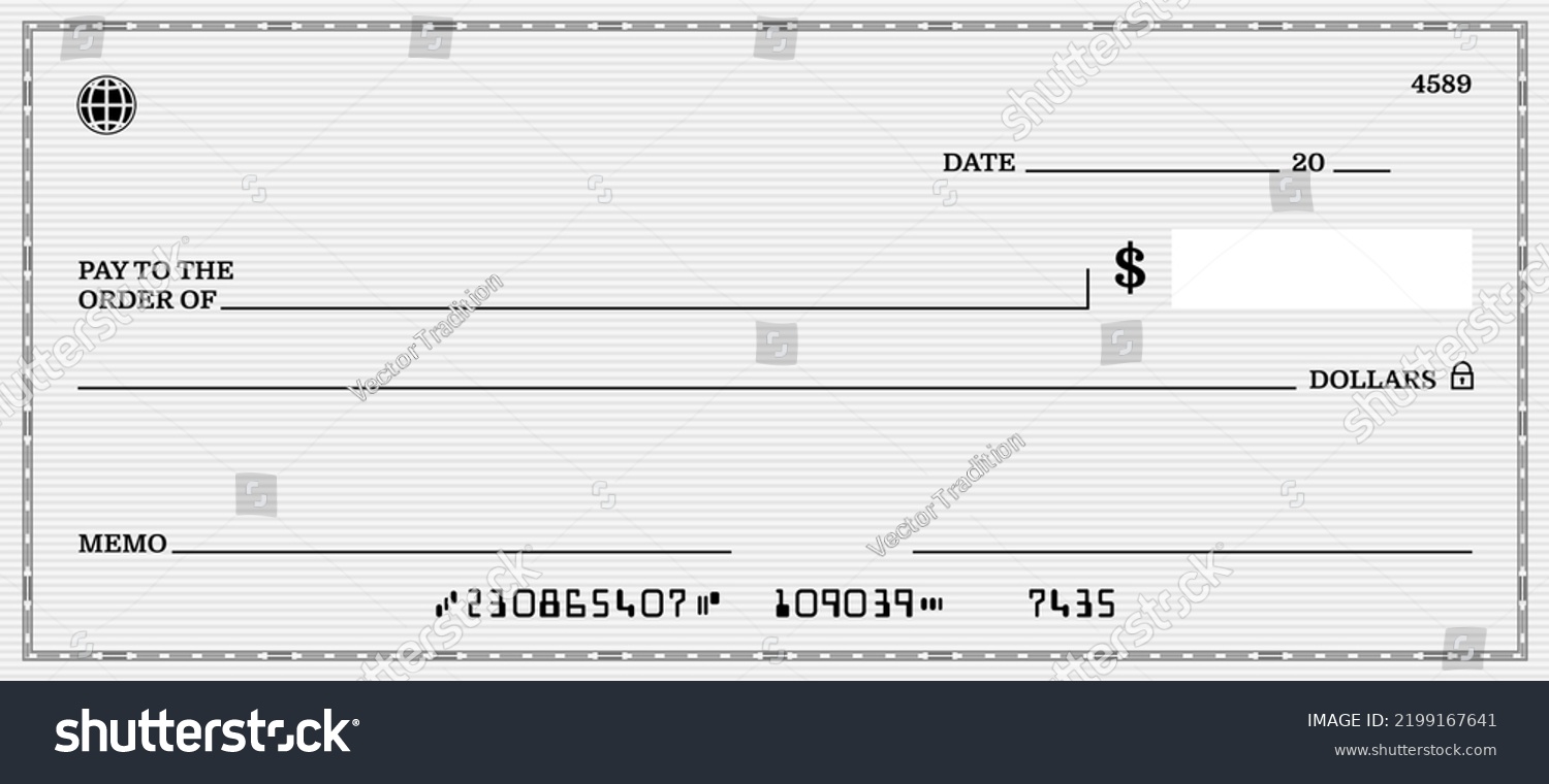 Blank Bank Check Checkbook Cheque Template Stock Vector (Royalty Free ...