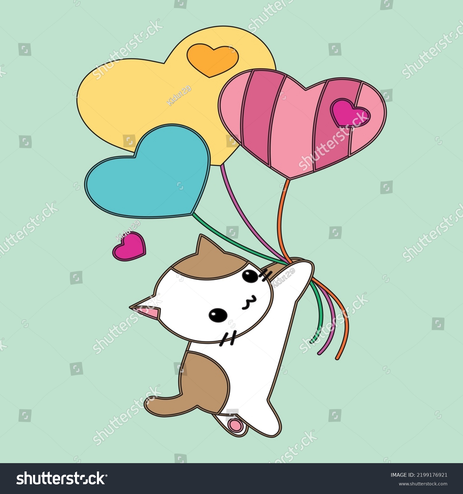 Kawaii Stvalentine Skitty Balloons Stock Vector (Royalty Free ...