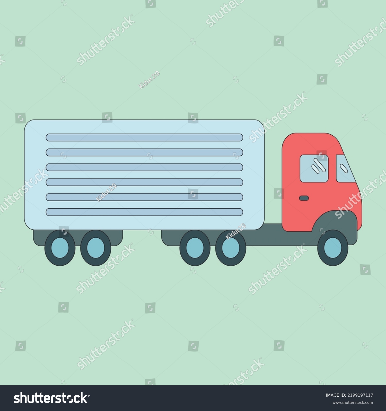 Vektor Stok Semi Truck Vector Art Illustration Clipart Tanpa Royalti Shutterstock