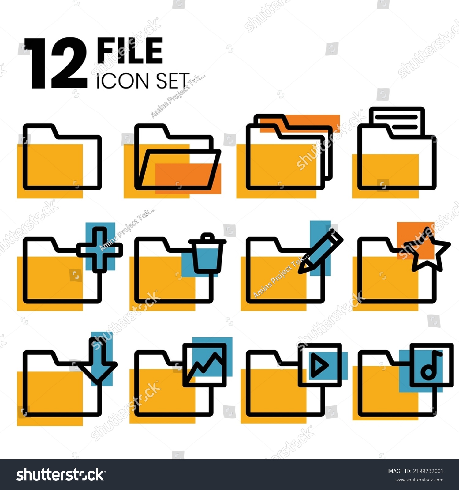 12 Sets File Manager Icon Vector Stock Vector (Royalty Free) 2199232001 ...