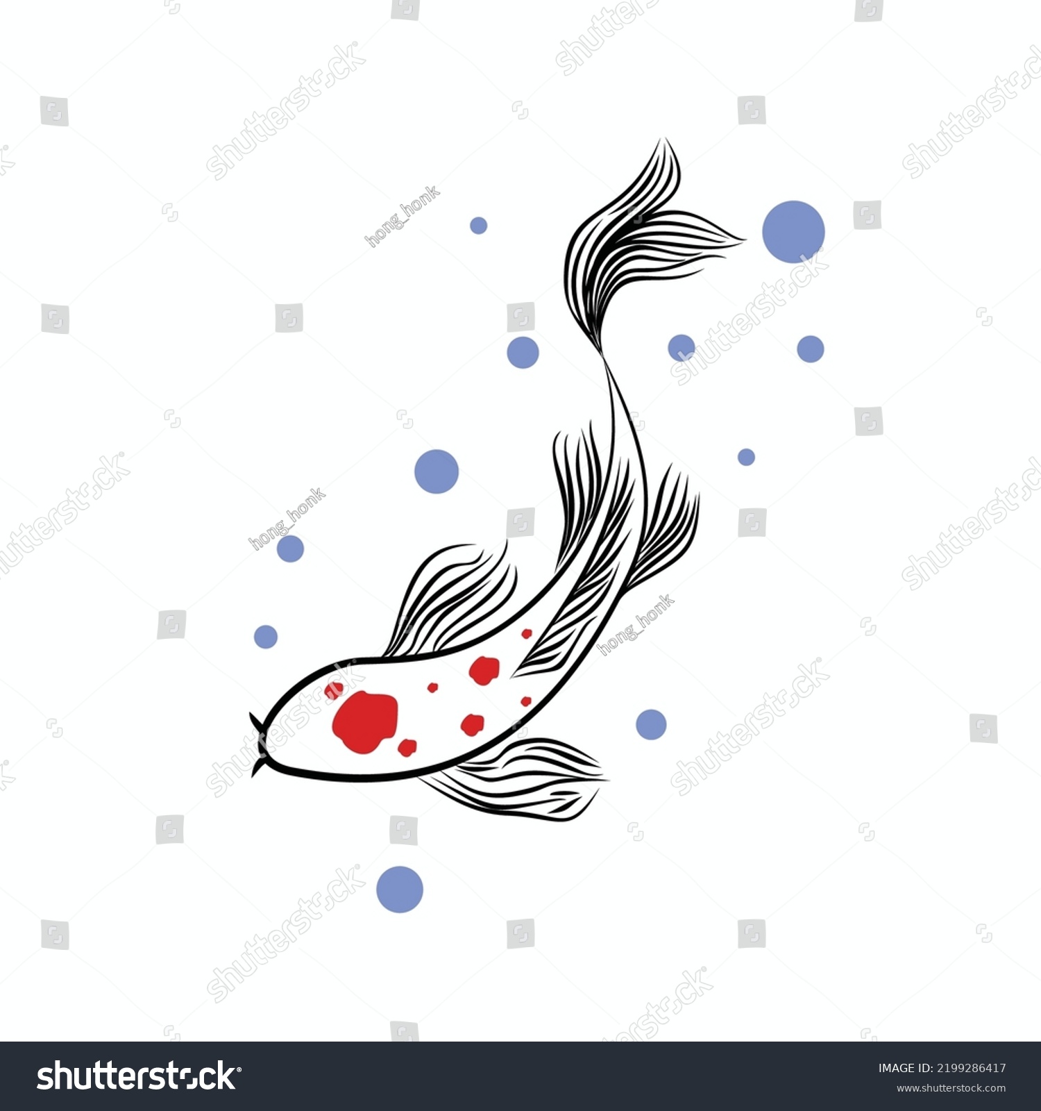 Hand Drawn Outline Koi Fish Vector Stock Vector Royalty Free   Stock Vector Hand Drawn Outline Koi Fish Vector Design Line Art Illustration 2199286417 