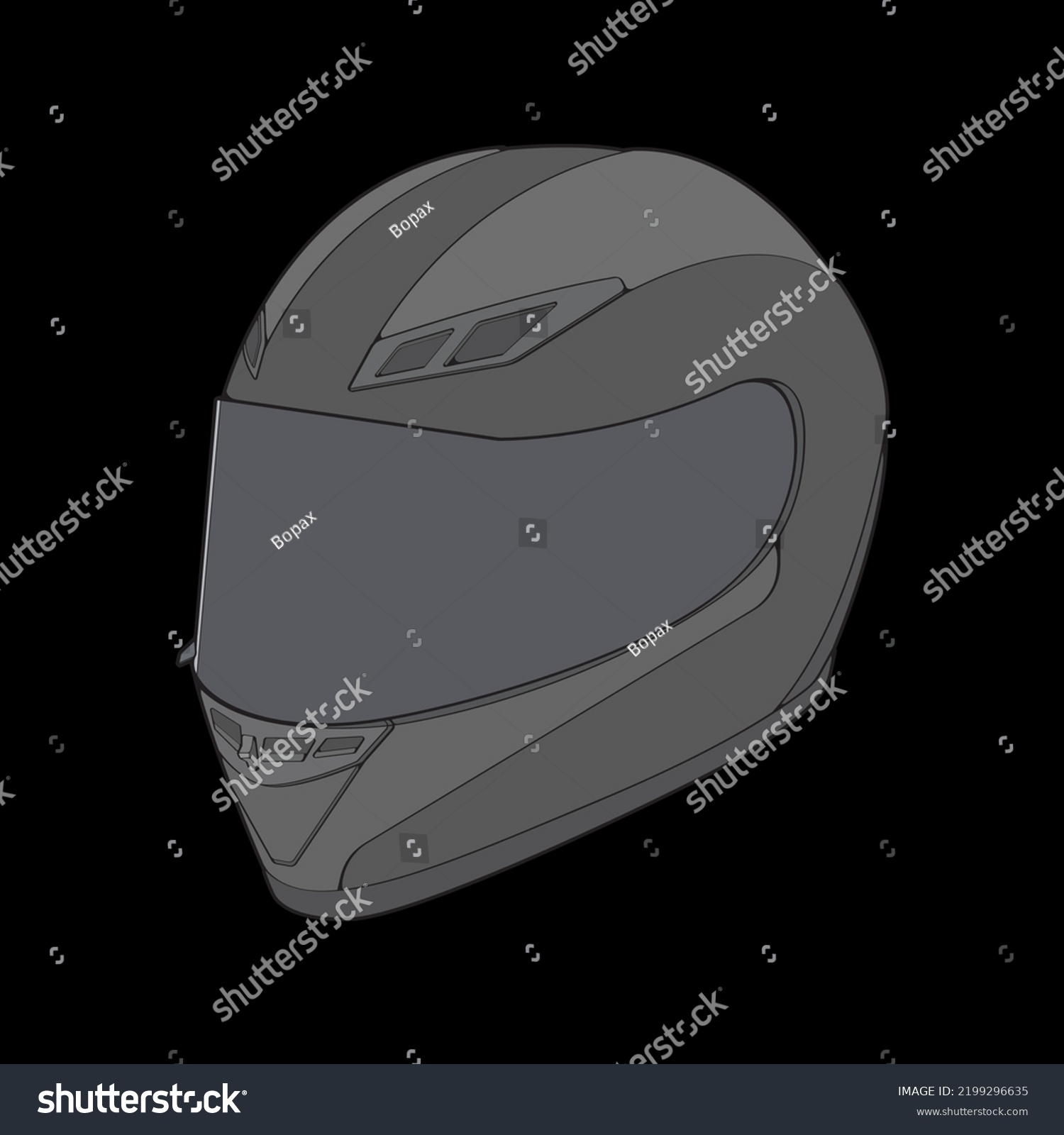 Block Helmet Full Face Vector Illustration Stock Vector (Royalty Free ...