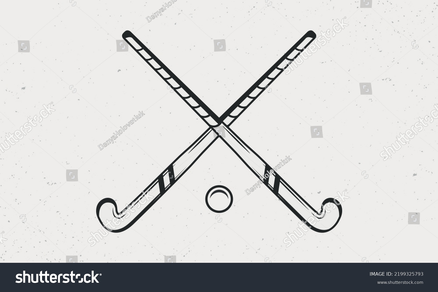 Grass Field Hockey Sticks Ball Silhouettes Stock Vector (Royalty Free ...