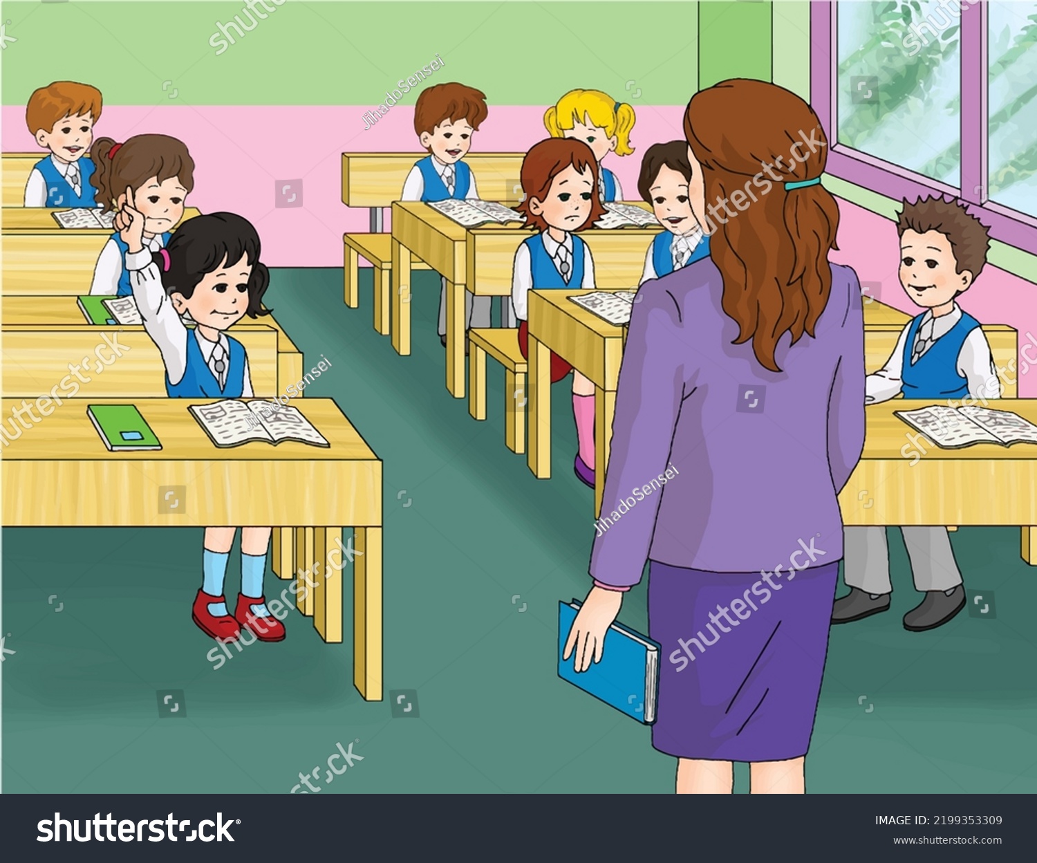 Teacher Asking Questions Students Class Stock Vector (Royalty Free ...