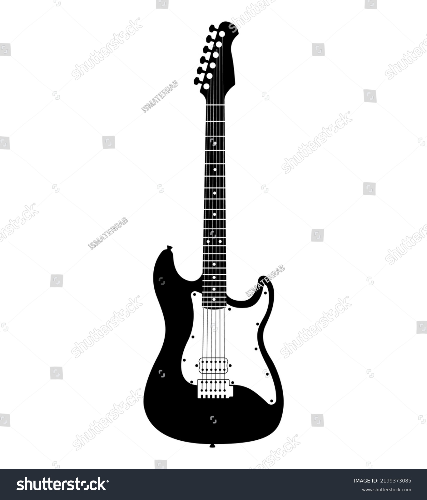 Electric Guitars Silhouette Hollowbody Musical Instrument Stock Vector ...