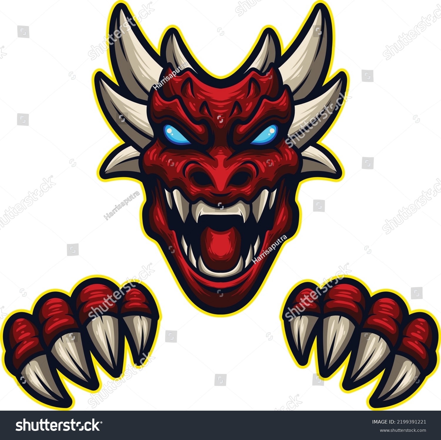 Vector Illustration Dragon Head Mascot Logo Stock Vector (Royalty Free ...