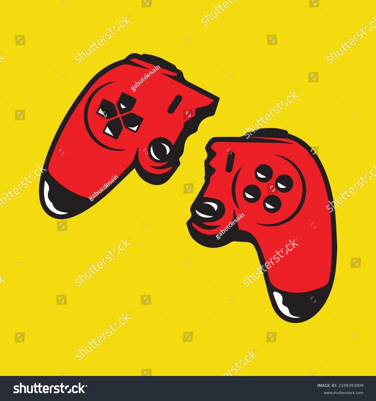 Vintage Monochrome Broken Wireless Joystick Broken Stock Vector