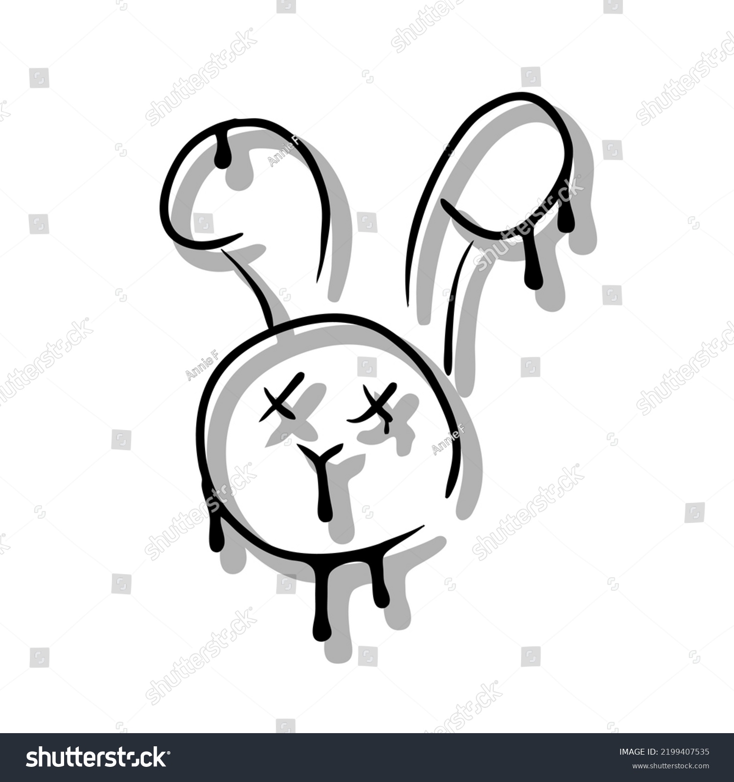 Doodle Dripping Bunny Face Print Perfect Stock Vector (Royalty Free ...