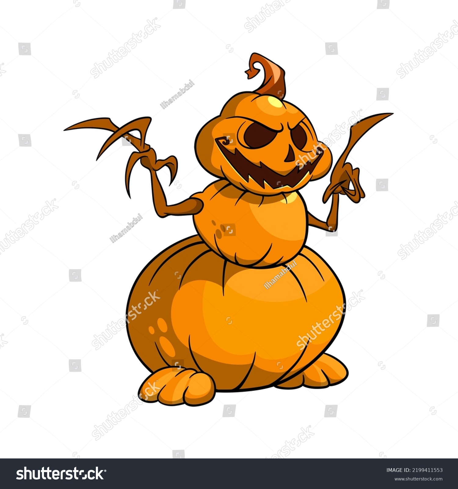 Scary Pumpkin Halloween Shaped Snowman Handdrawing Stock Illustration Shutterstock