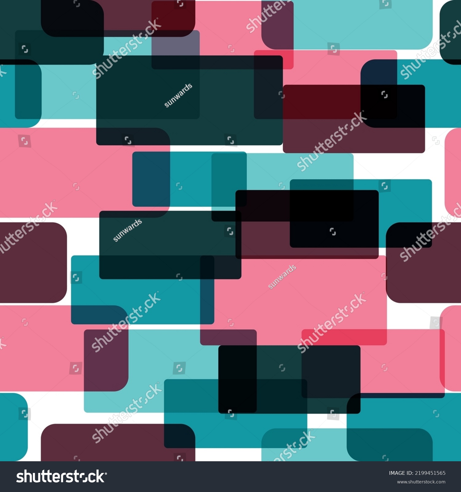 Watercolor Hand Drawn Blue Rectangles Squares Stock Vector Royalty