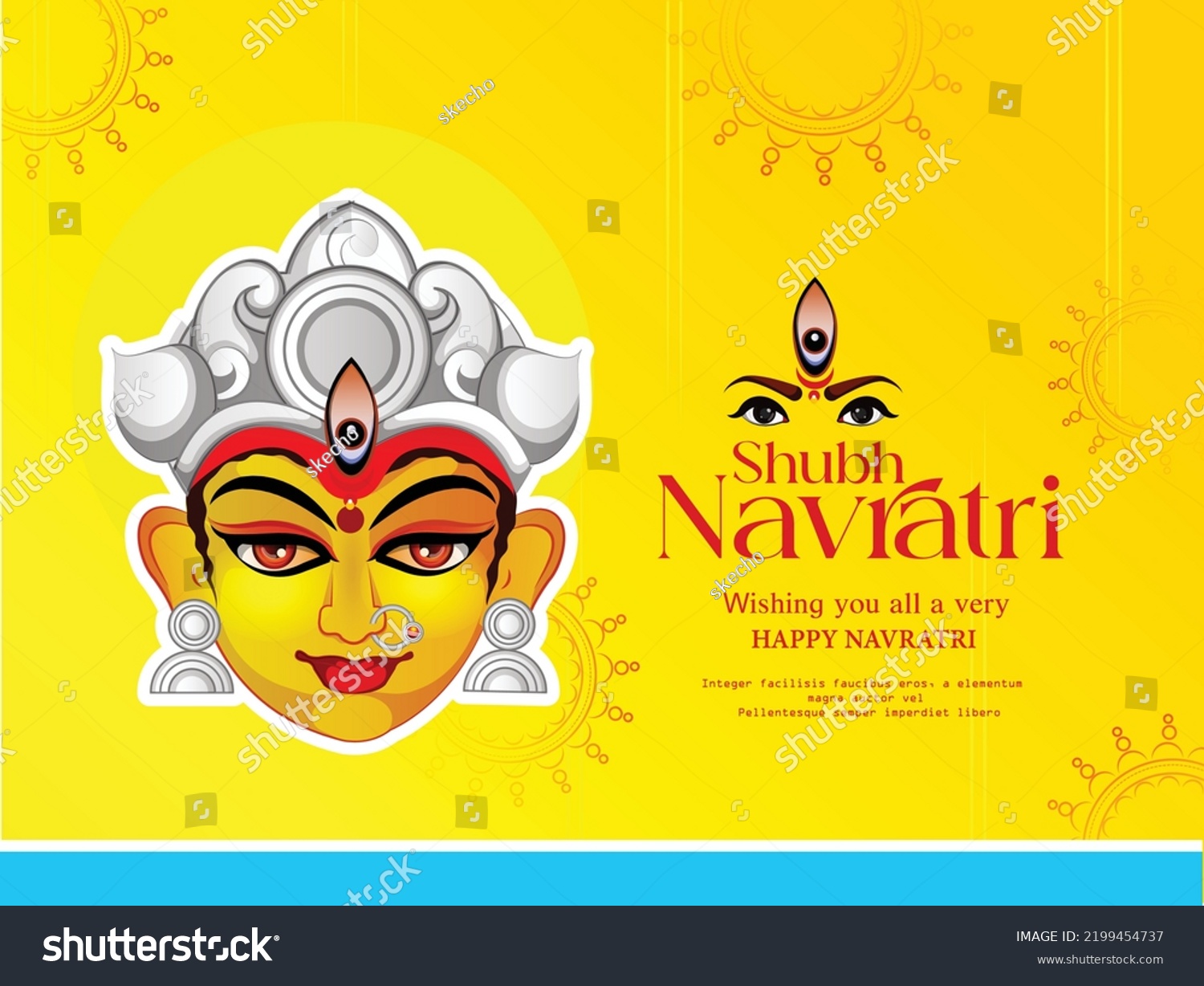 Goddess Durga Face Illustration Shubh Navratri Stock Vector (royalty 