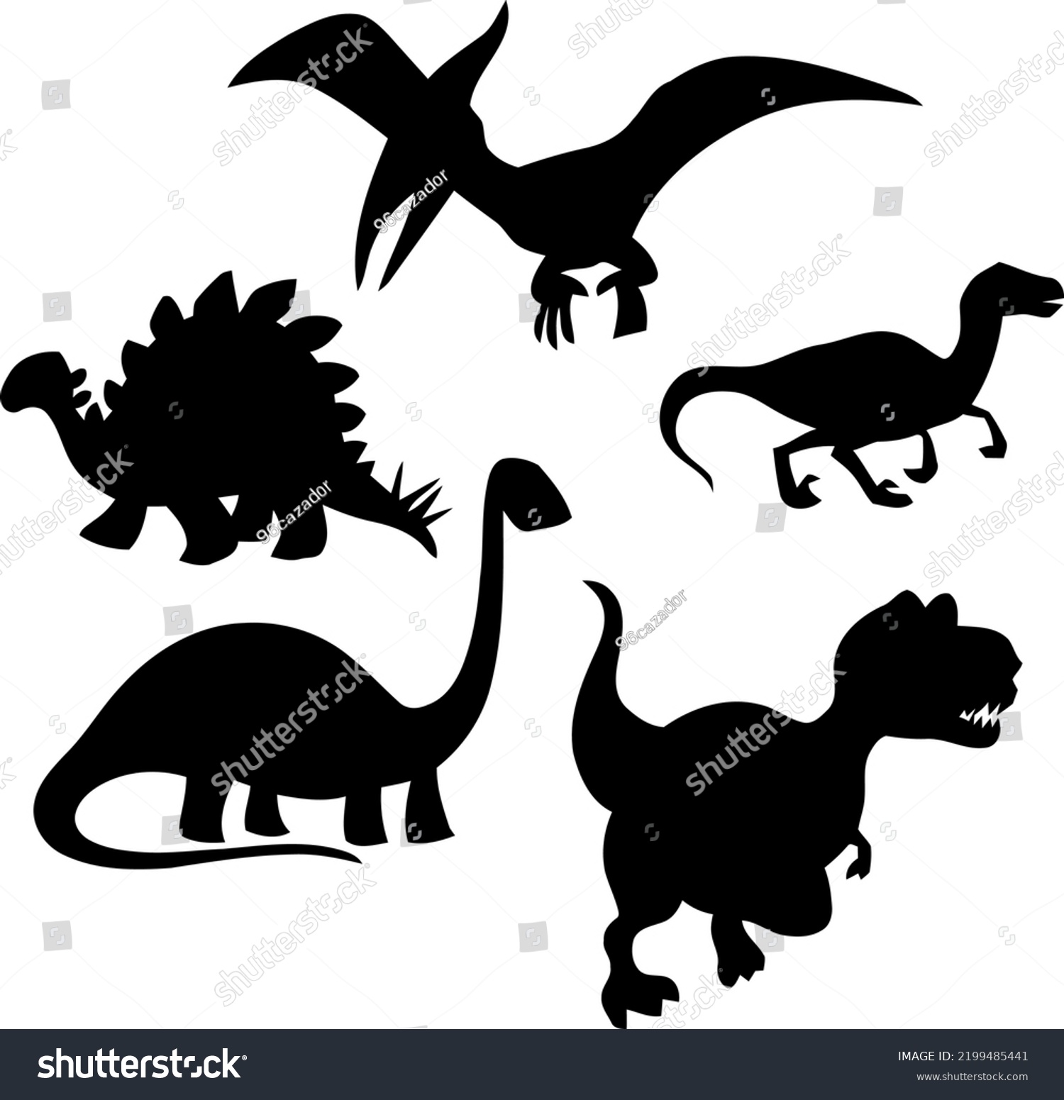 Dinosaurs Party Silhouette Late Jurassic Period Stock Vector (Royalty ...