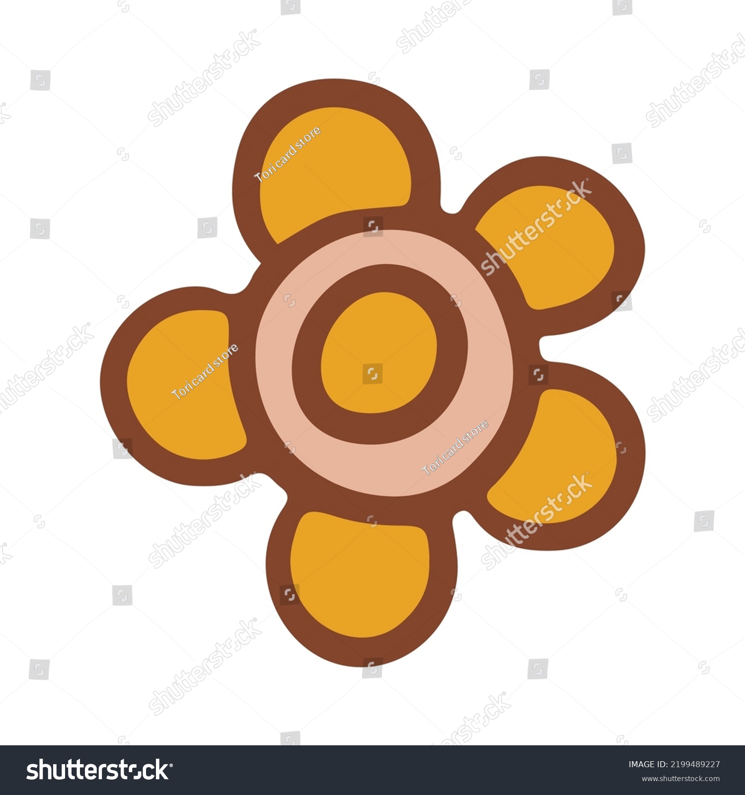 Retro Groovy Flower Collection Different Flowers Stock Vector Royalty