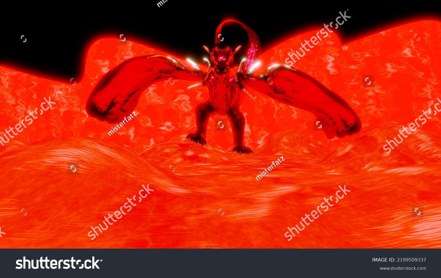 3d Illustration Red Dragon Lava Walking Stock Illustration 2199509337 ...