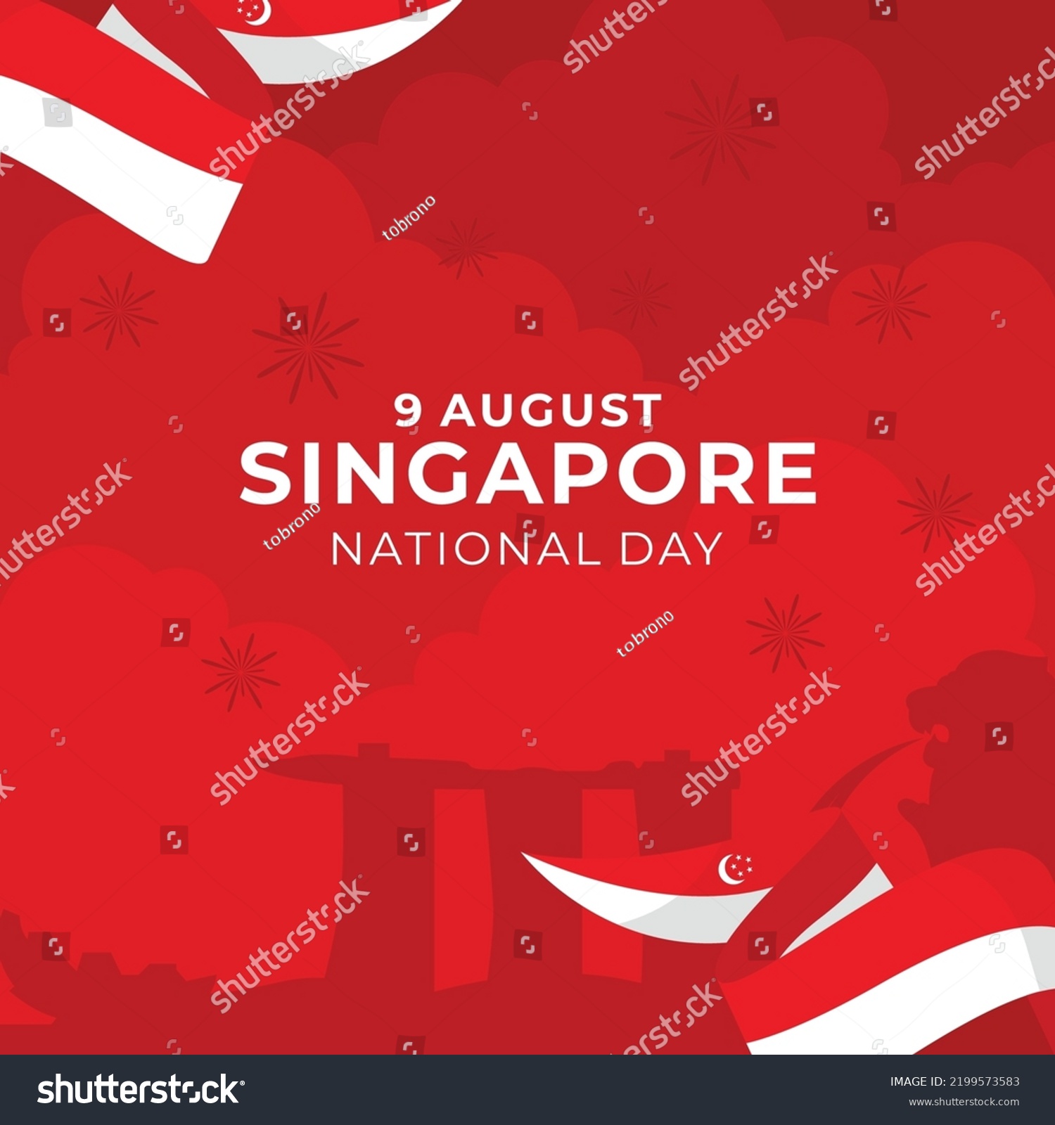 Happy Singapore National Day Celebration Vector Stock Vector Royalty