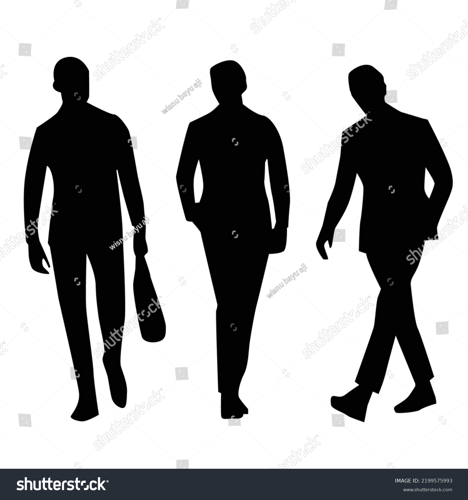 Men Walking Silhouette Vector Design Stock Vector (Royalty Free ...