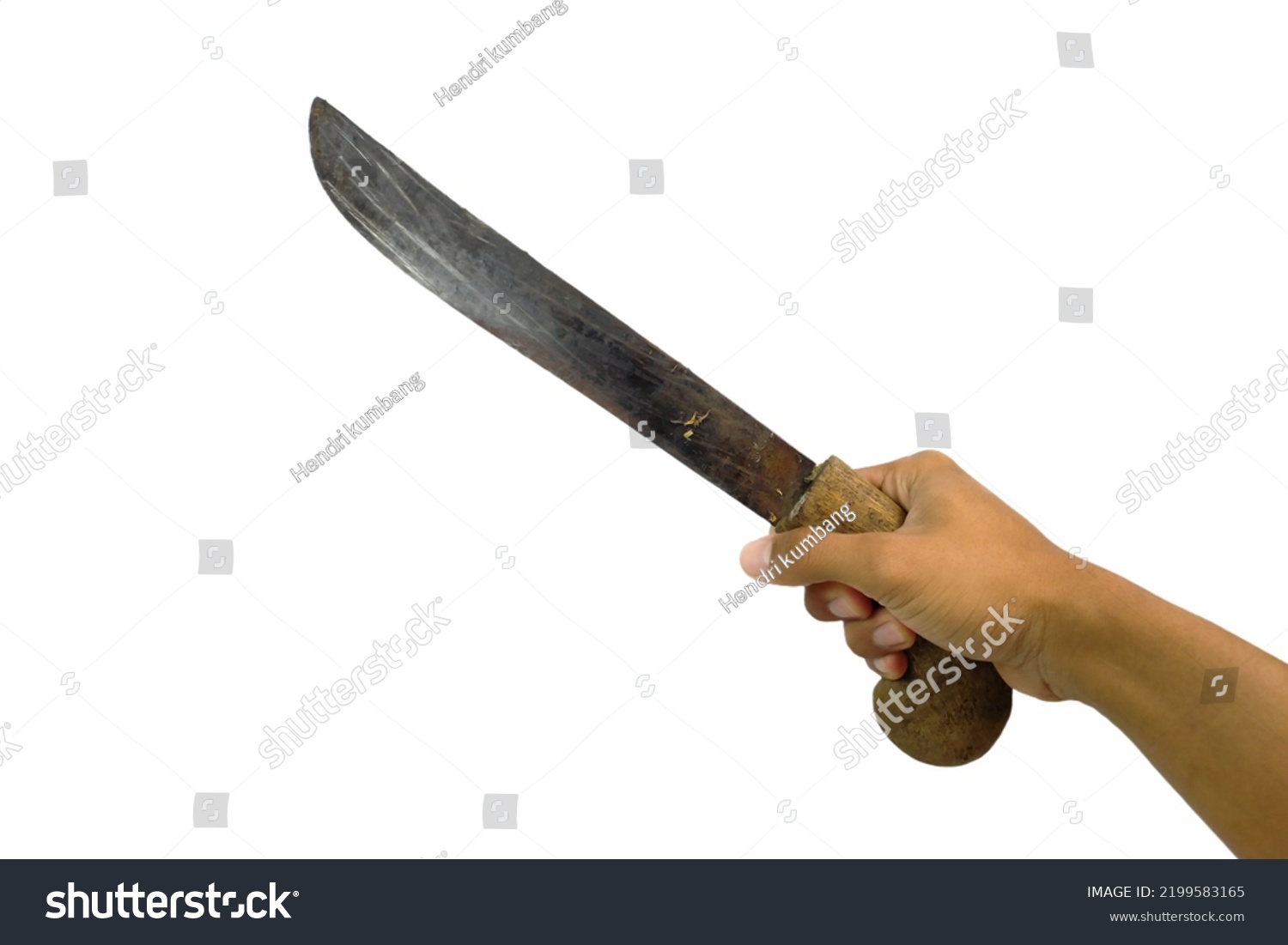 Hand Holding Machete Isolated On White Stock Photo 2199583165 ...