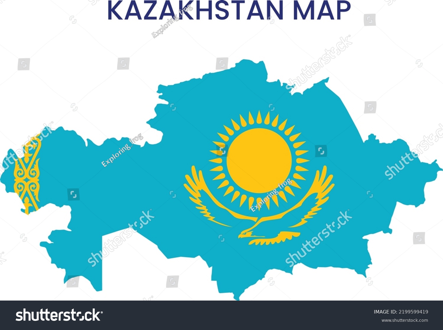 High Detailed Map Kazakhstan Outline Map Stock Vector (Royalty Free ...