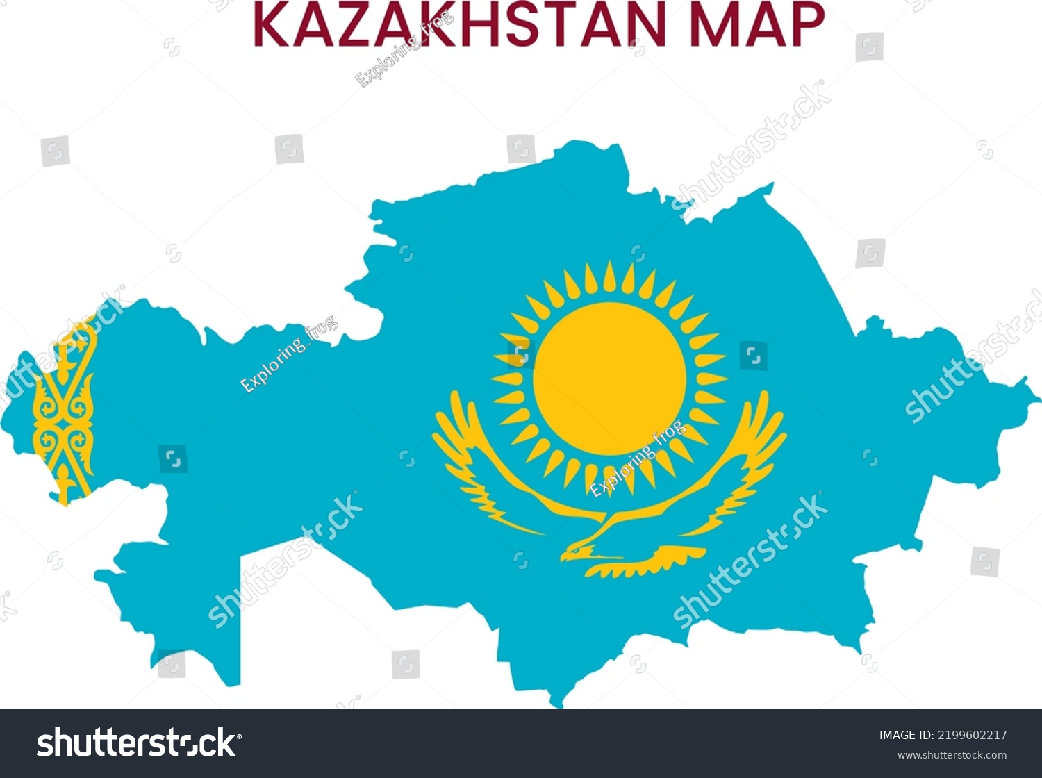 High Detailed Map Kazakhstan Outline Map Stock Illustration 2199602217 ...