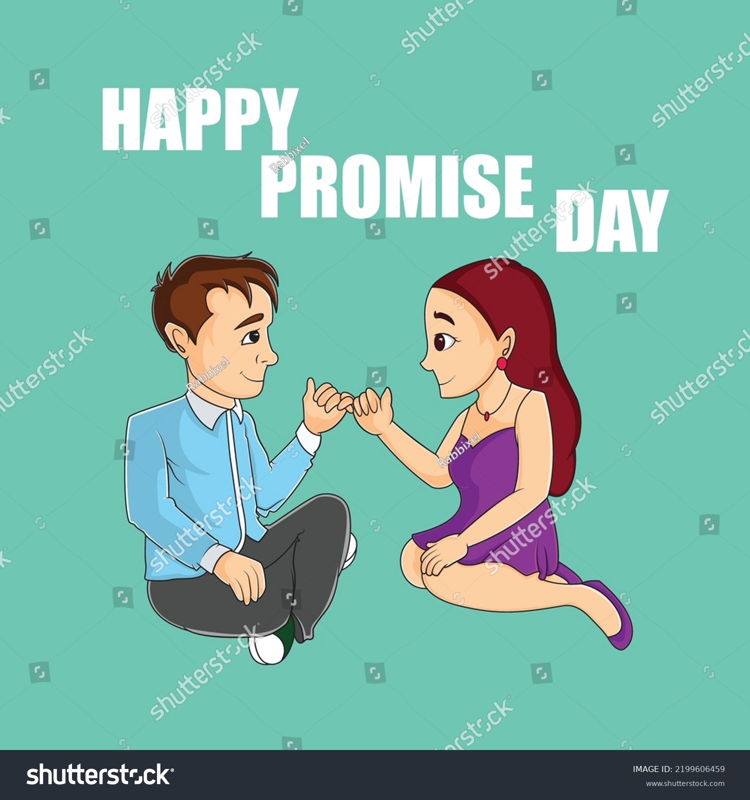 Cartoon Illustration Couple Giving Promise Each Stock Vector (Royalty ...