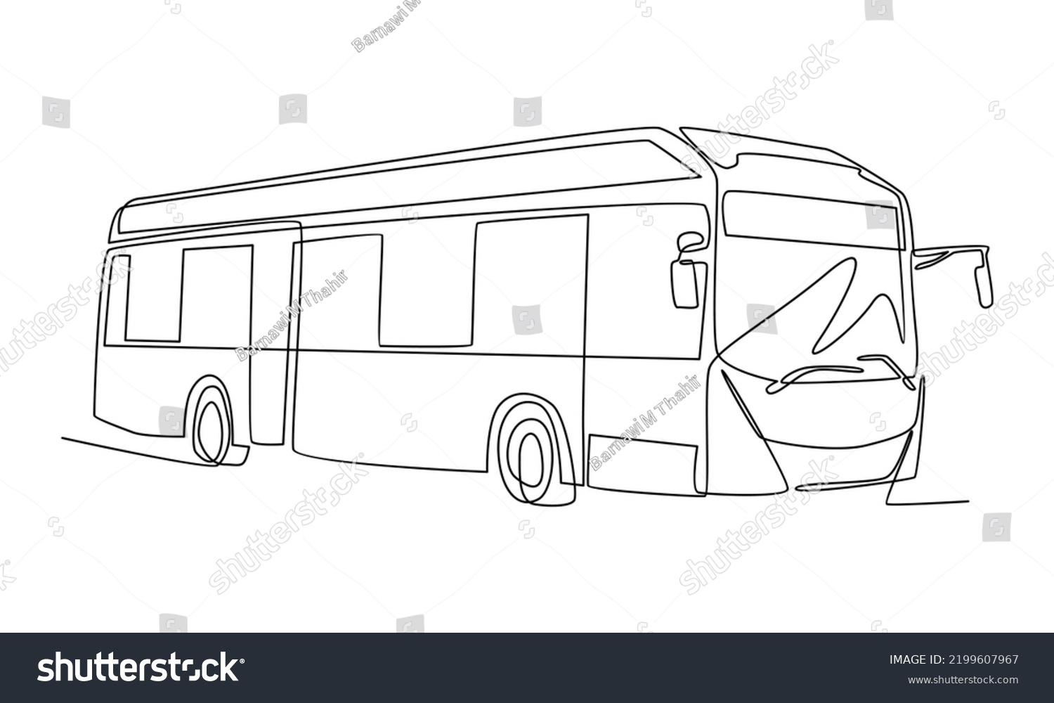 Continuous Line Bus Vector Illustration Stock Vector (Royalty Free ...