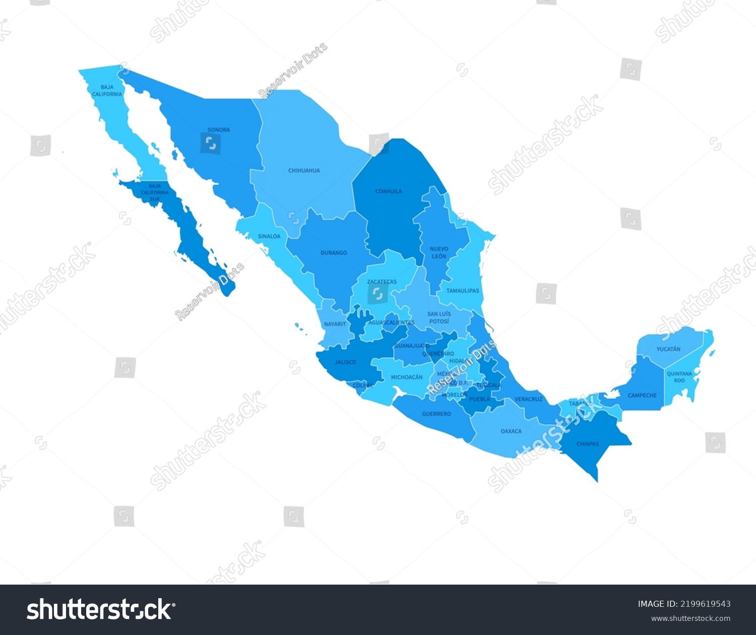 Mexico Regions Map Editable Outline Vector Stock Vector (Royalty Free ...