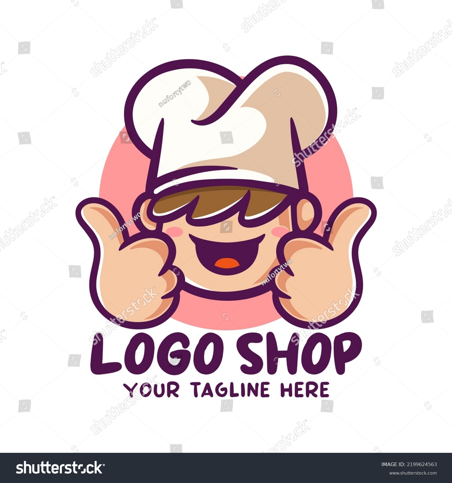 Cute Chef Mascot Character Logo Illustration Stock Vector Royalty Free 2199624563 Shutterstock 