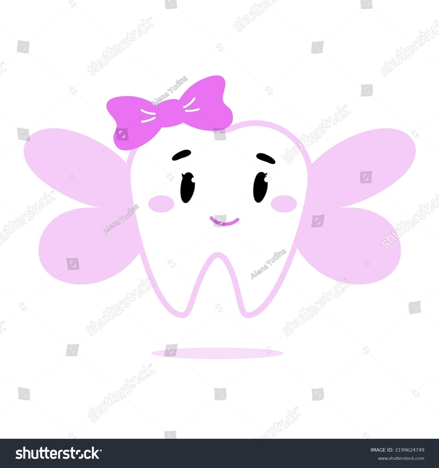 Tooth Fairy Wings Cute Tooth Pink Stock Vector (Royalty Free ...