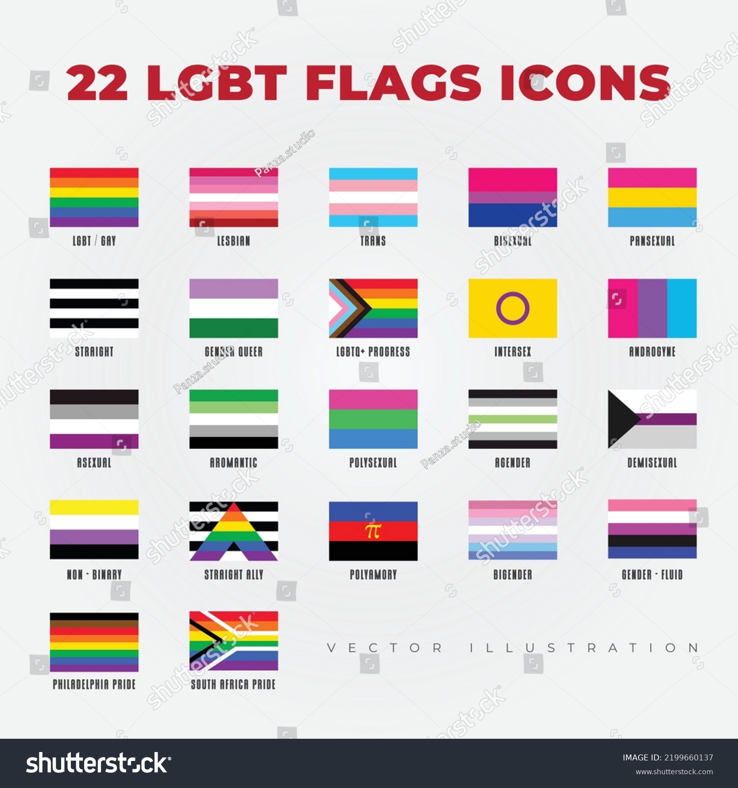 Lgbt Flags Icons Color Style Stock Vector (Royalty Free) 2199660137 ...