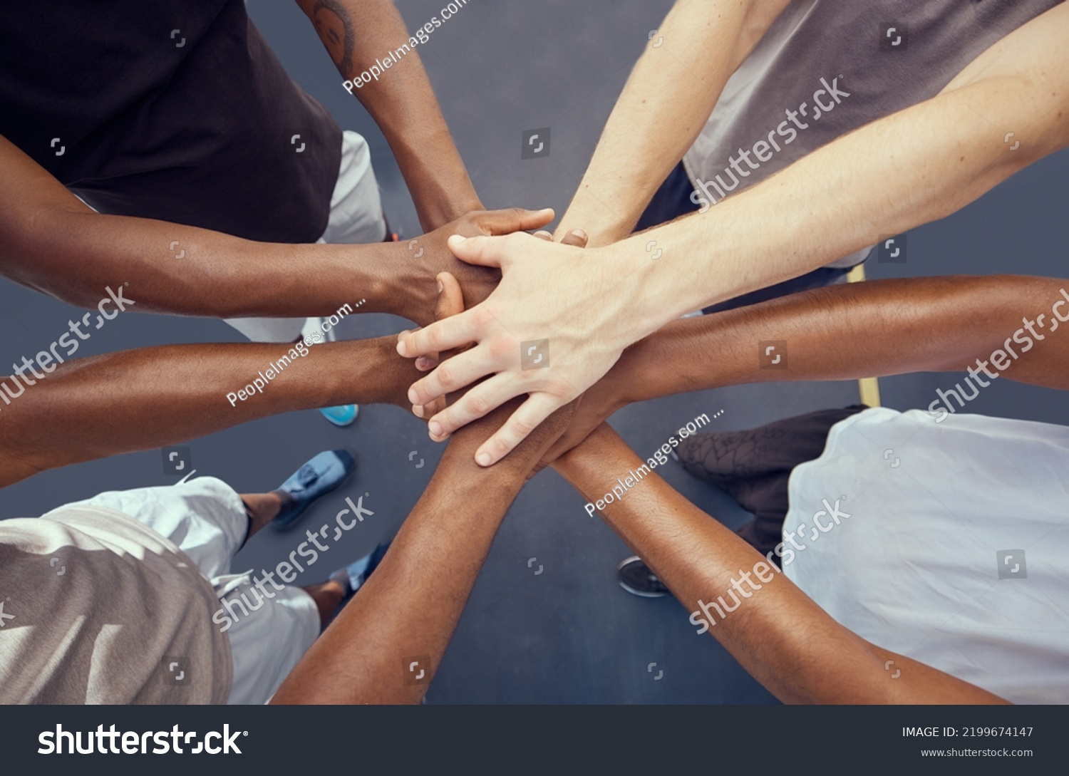 Teamwork Solidarity Diversity Sports People Hands Stock Photo ...