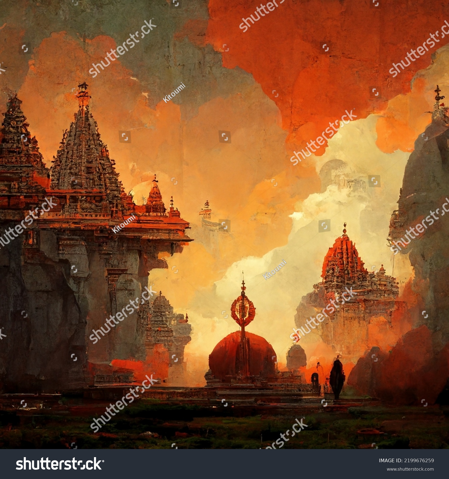 Hinduism Inspired Concept Art Hindu Religious Stock Illustration 